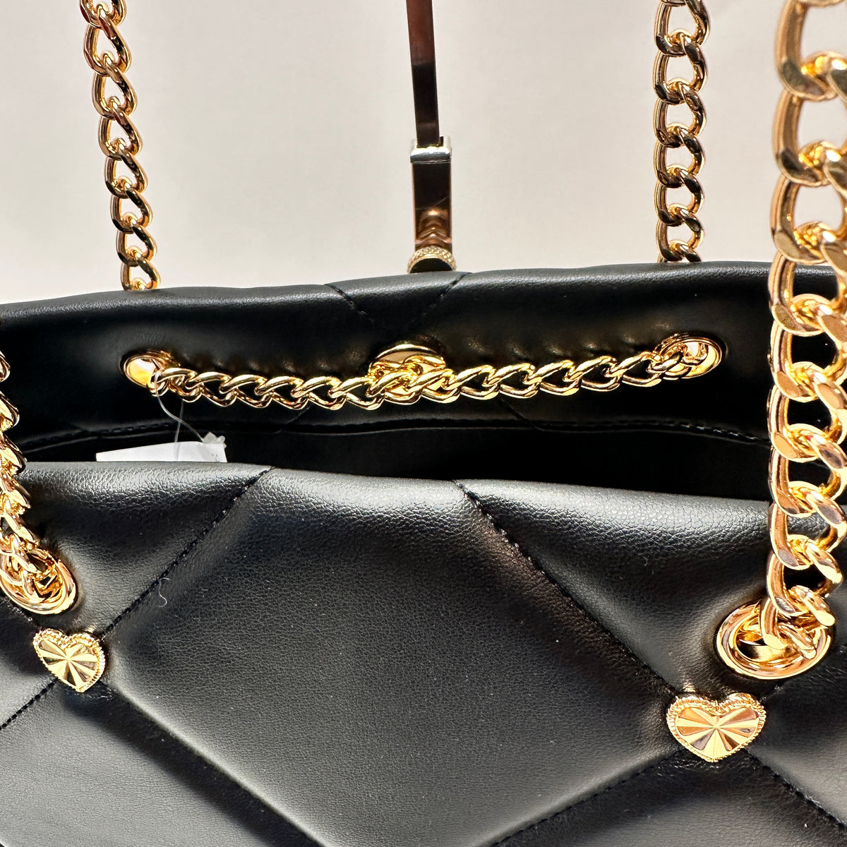 Love Moschino Small Gold Hearts Shoulder Bag - Black
