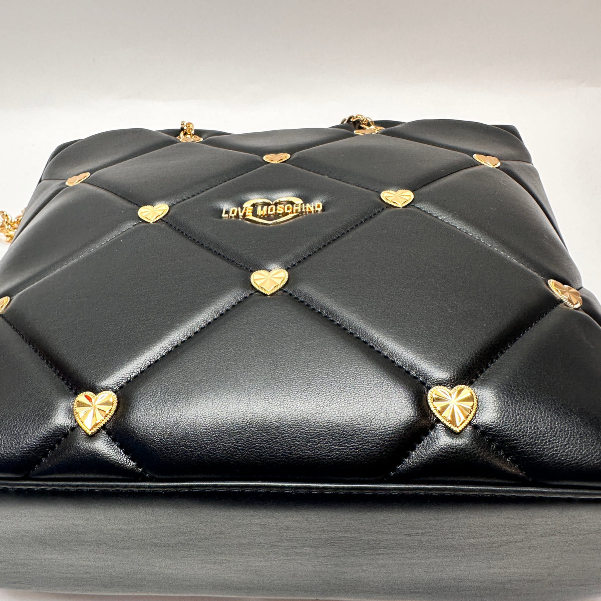 Love Moschino Small Gold Hearts Shoulder Bag - Black