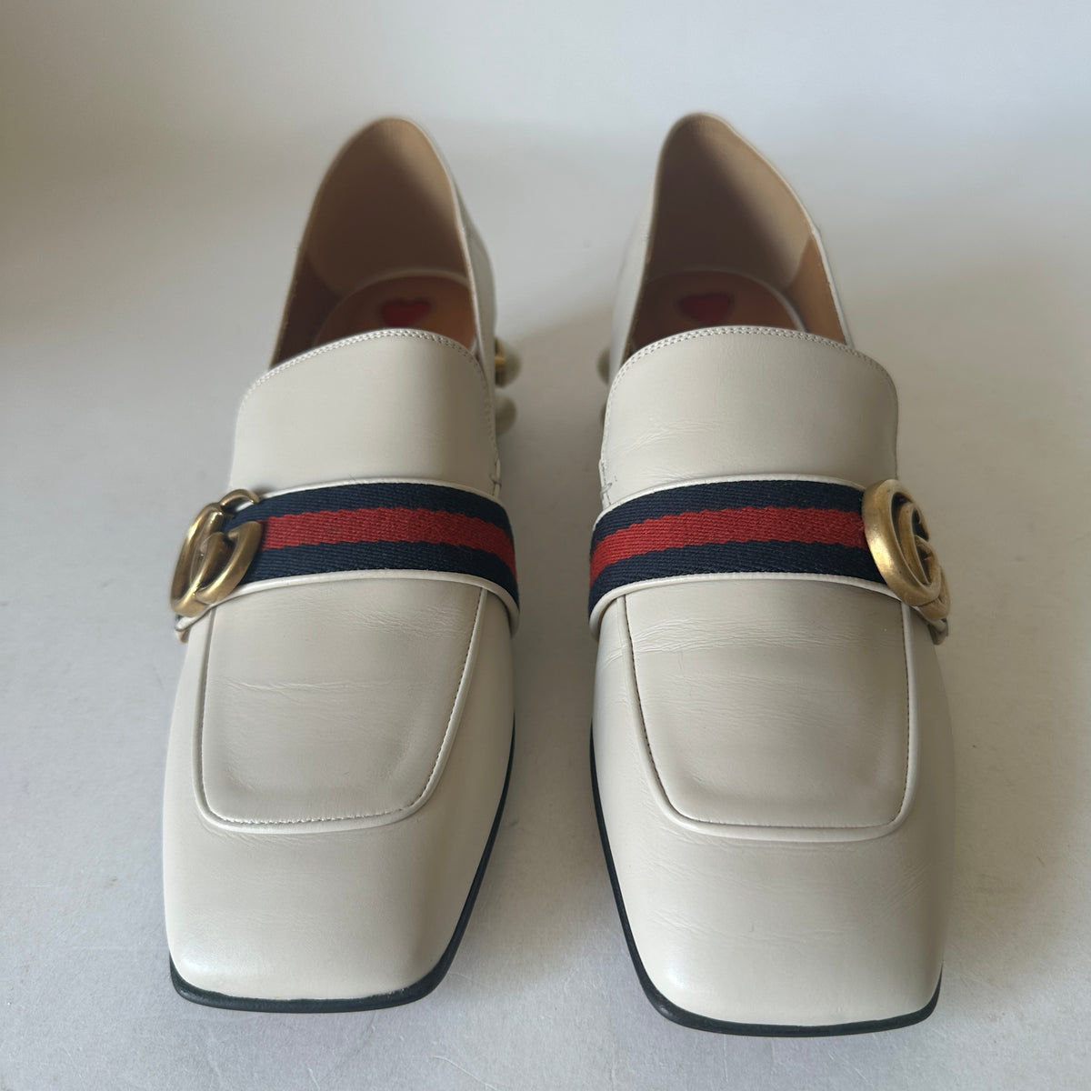 Pearl-Embellished Block Heel Pumps - Creme - EU 40