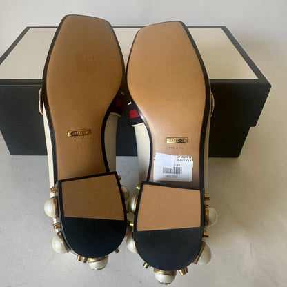 Pearl-Embellished Block Heel Pumps - Creme - EU 40