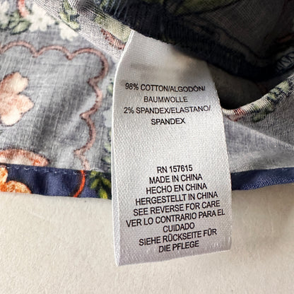 Smocked Floral Dress - Blue - S