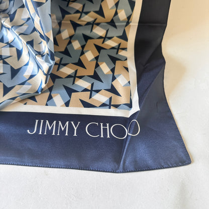 Silk Scarf - Abstract Print - Navy Multi