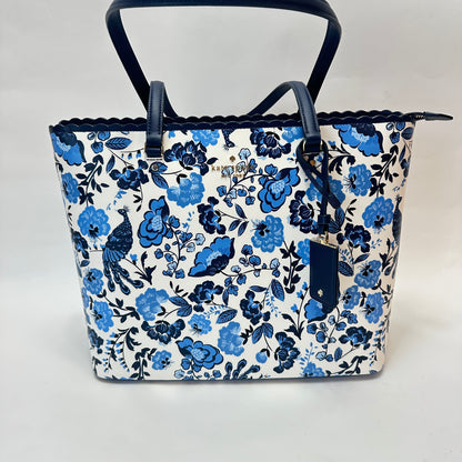 Perfect Large Tote white blue peacock