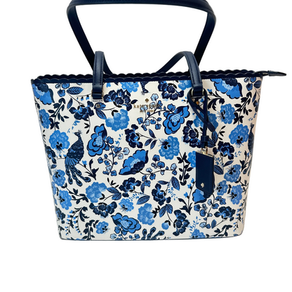 Perfect Large Tote white blue peacock