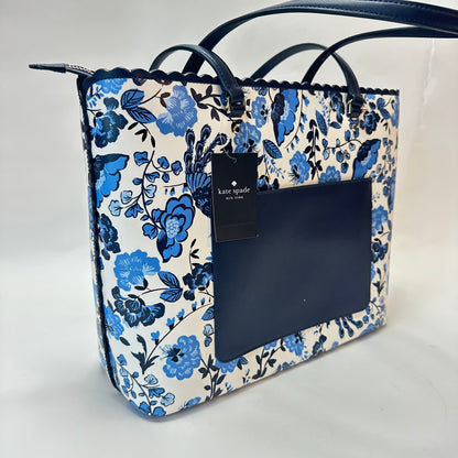 Perfect Large Tote white blue peacock