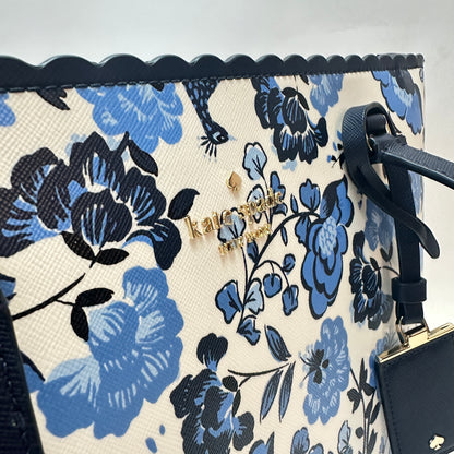 Perfect Large Tote white blue peacock