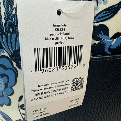 Perfect Large Tote white blue peacock