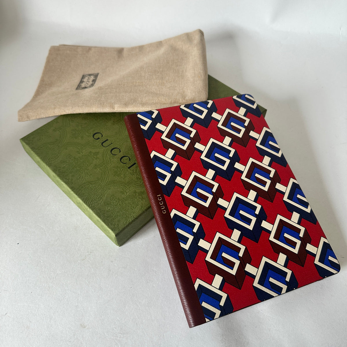 Gucci Logo Notebook - Blue and Red