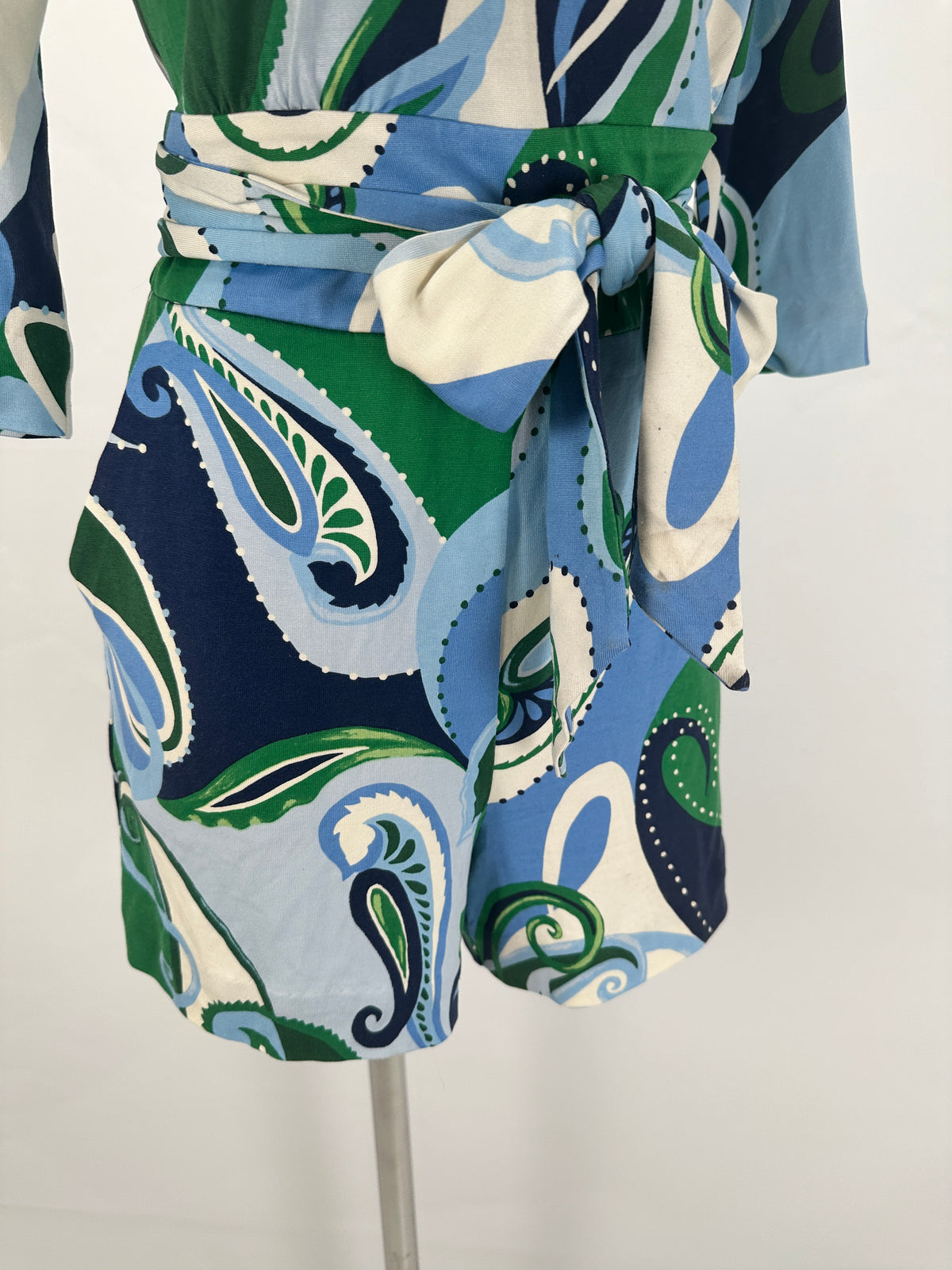 Silk Print Jumpsuit - Blue/Green/White - L
