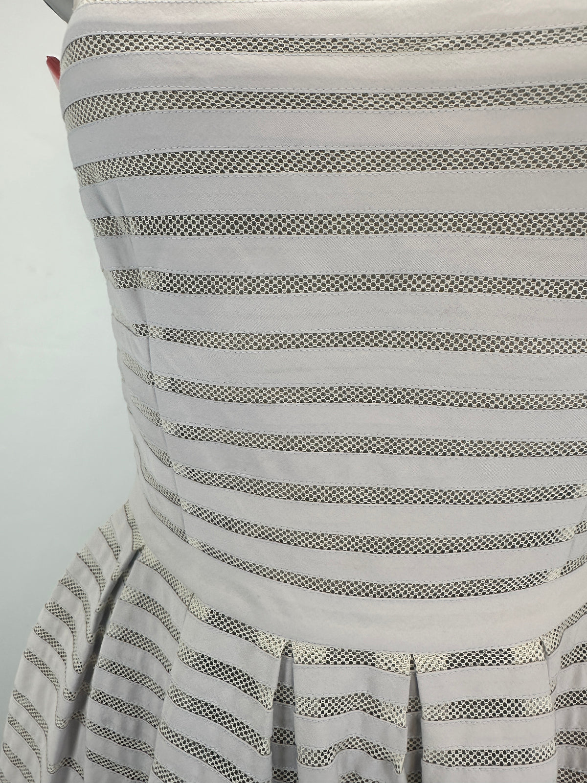 Striped Mesh-Panel Cotton Dress - Cream - S