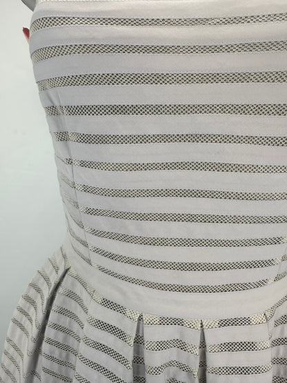 Striped Mesh-Panel Cotton Dress - Cream - S
