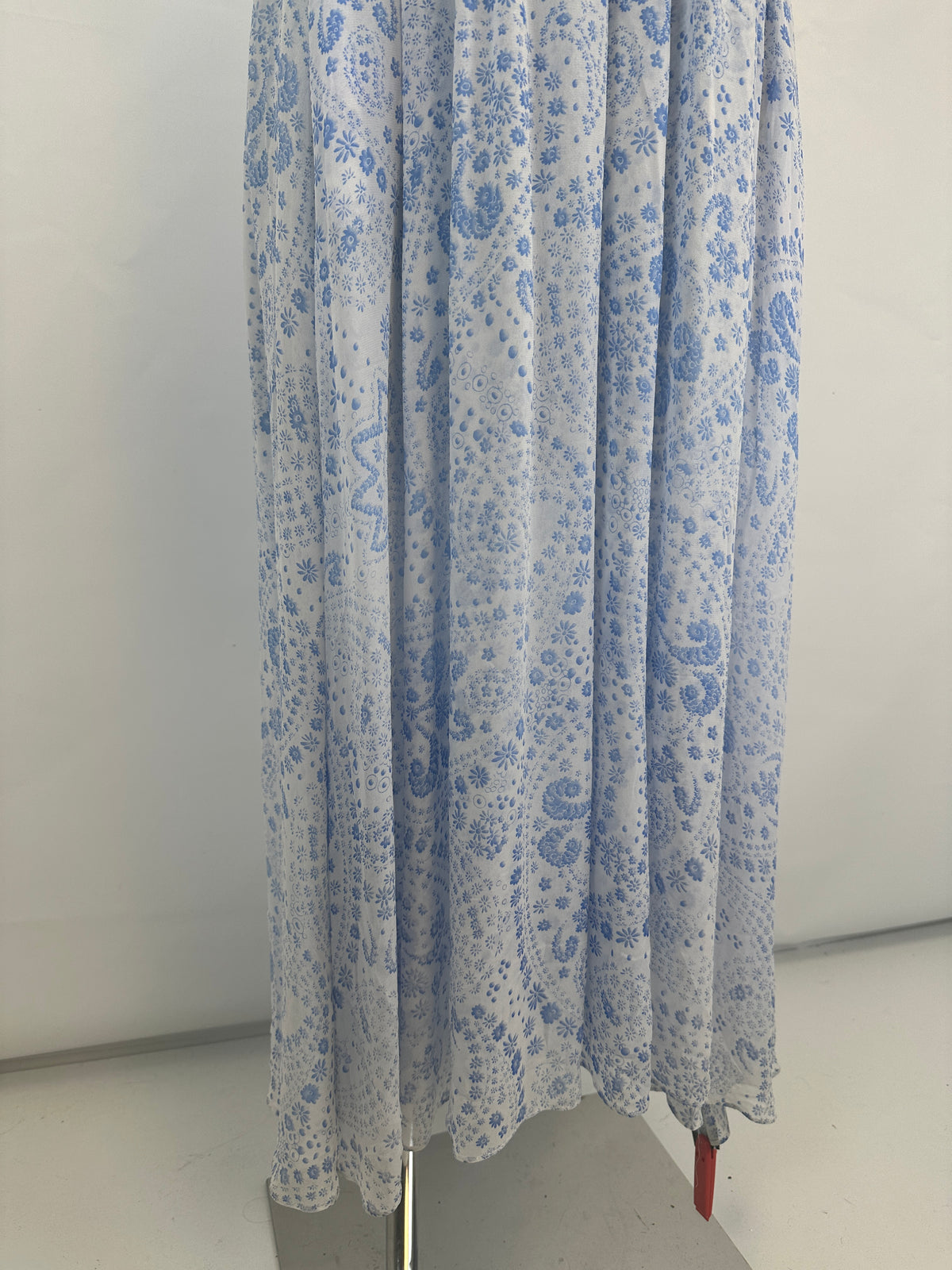 Empire-Waist Lace Dress - White/Blue - XS