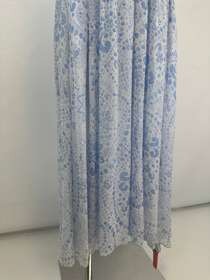Empire-Waist Lace Dress - White/Blue - XS