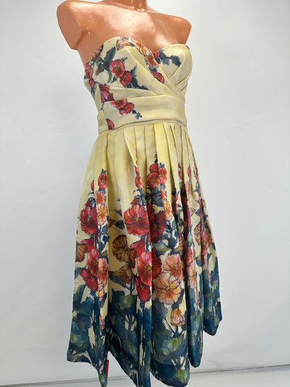 Silk Corset Dress - Yellow/Green - S