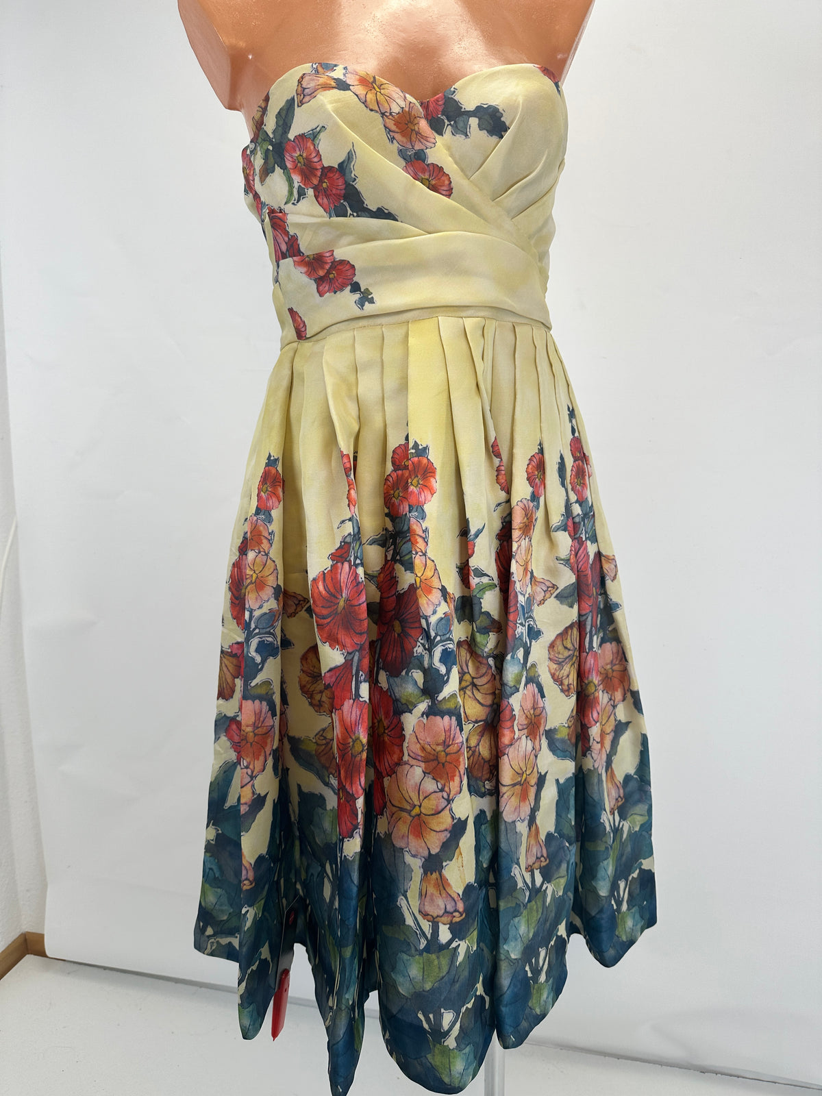 Silk Corset Dress - Yellow/Green - S