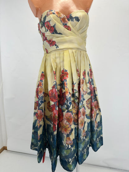 Silk Corset Dress - Yellow/Green - S