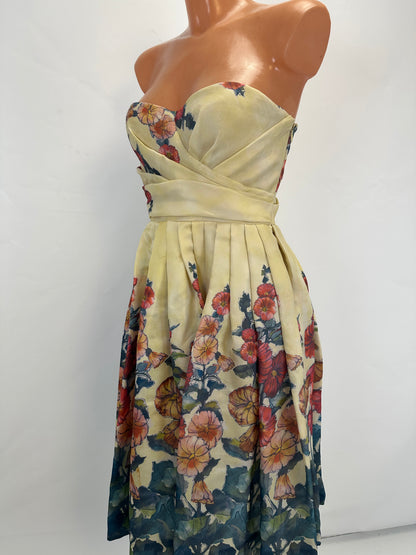 Silk Corset Dress - Yellow/Green - S