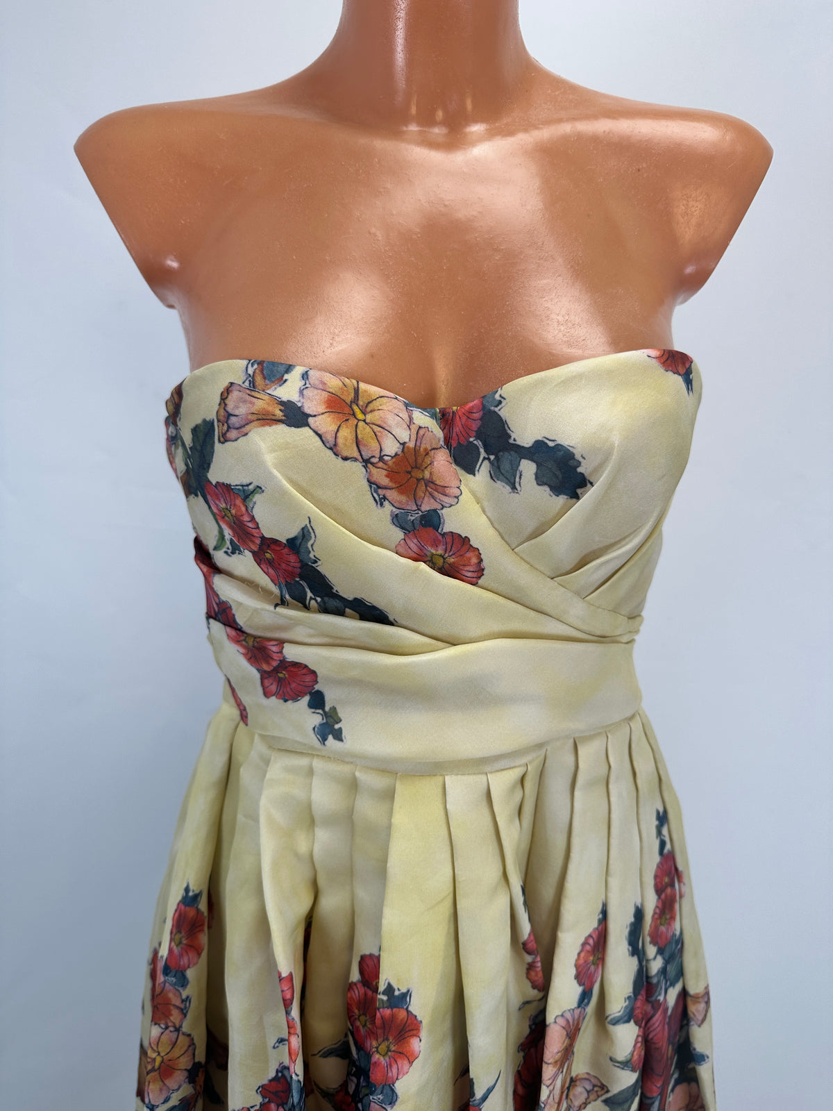 Silk Corset Dress - Yellow/Green - S