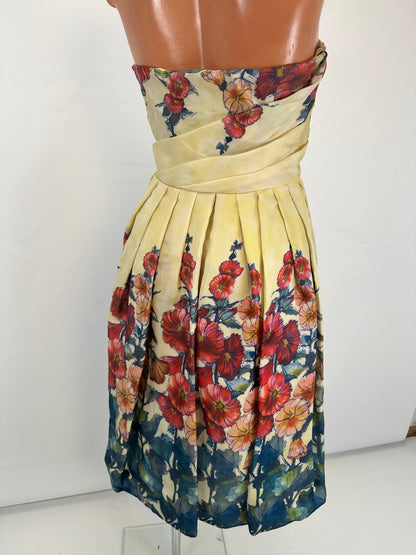 Silk Corset Dress - Yellow/Green - S