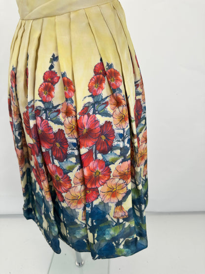 Silk Corset Dress - Yellow/Green - S