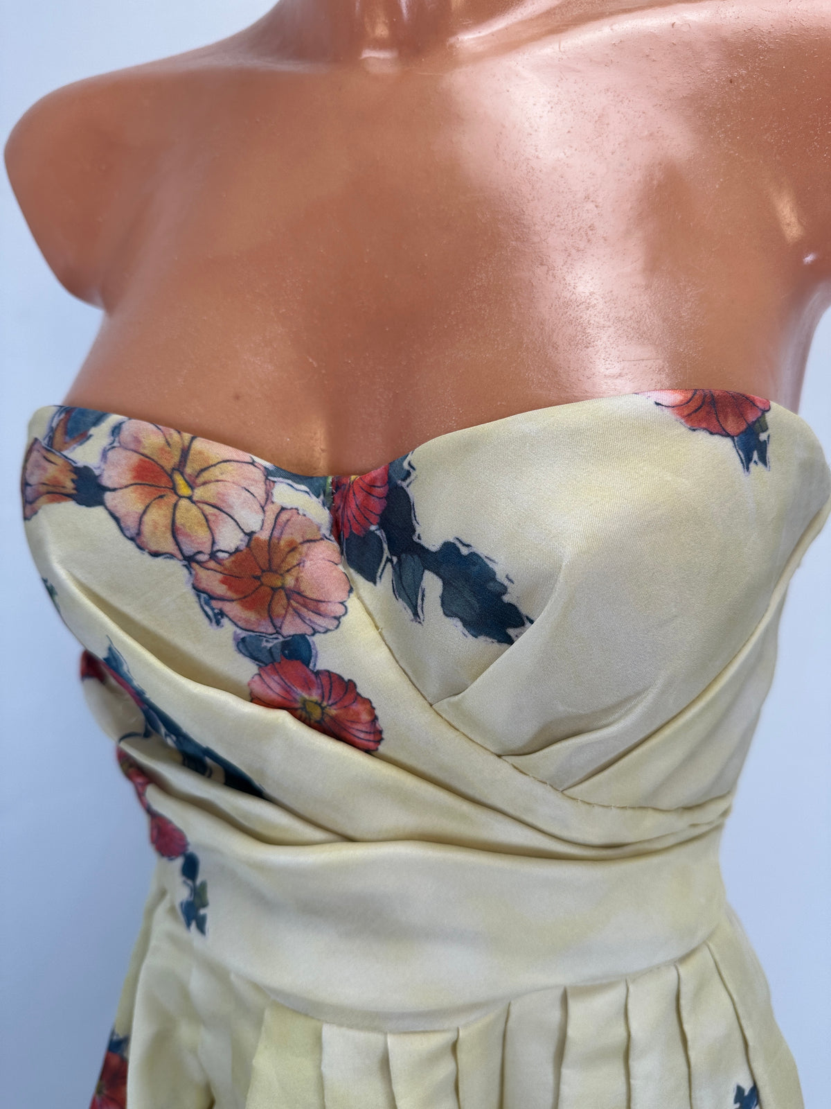 Silk Corset Dress - Yellow/Green - S
