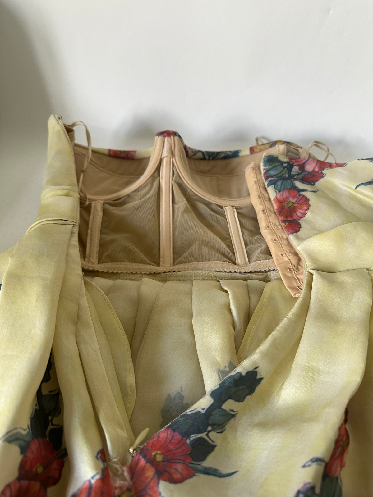 Silk Corset Dress - Yellow/Green - S