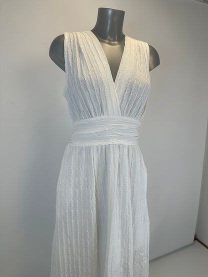 Floor-Length Knit Dress - White - S
