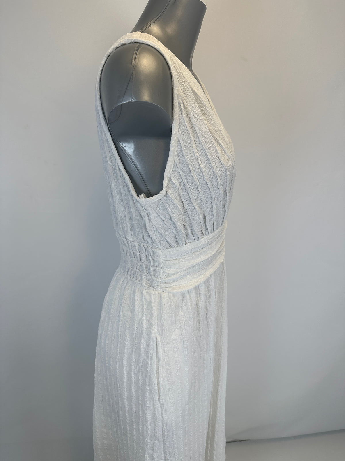 Floor-Length Knit Dress - White - S