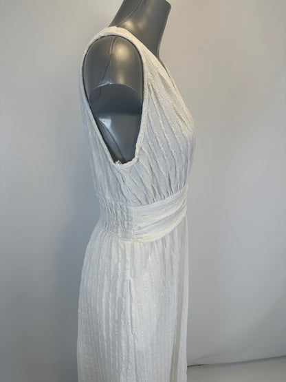Floor-Length Knit Dress - White - S