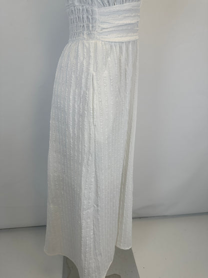 Floor-Length Knit Dress - White - S