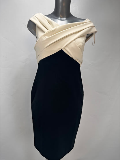 Irene Cocktail Dress - Cream Black - M