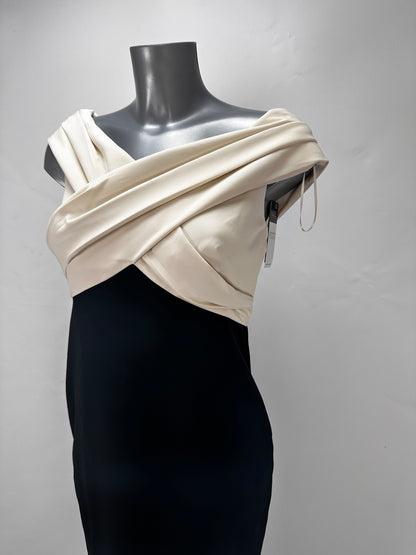 Irene Cocktail Dress - Cream Black - M