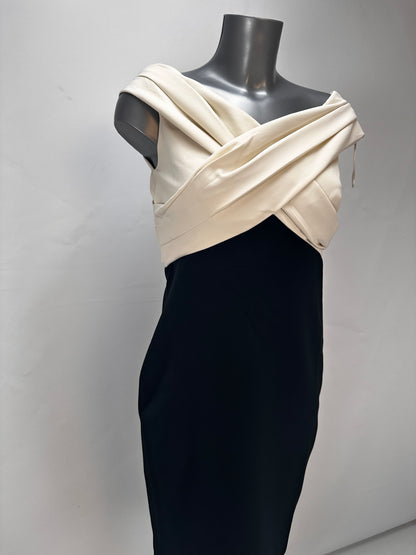 Irene Cocktail Dress - Cream Black - M