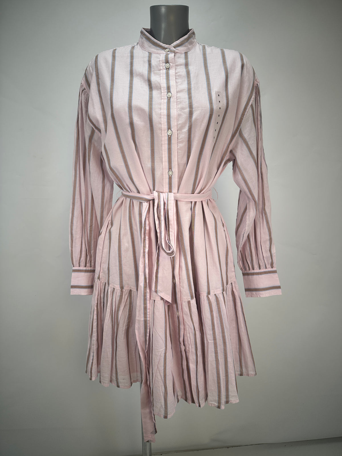 Striped Shirtdress - Pink - XL