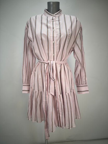 Striped Shirtdress - Pink - XL