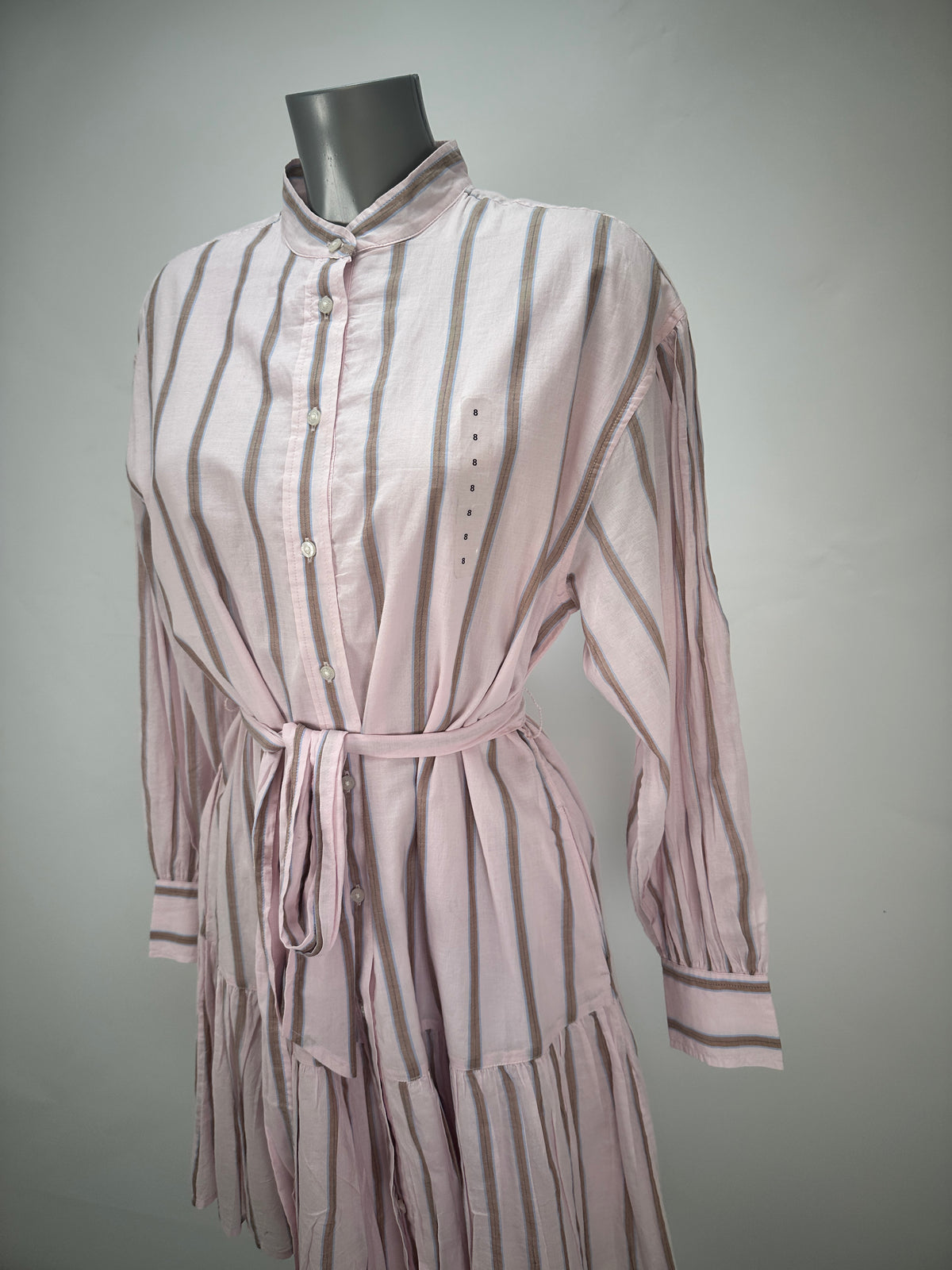 Striped Shirtdress - Pink - XL