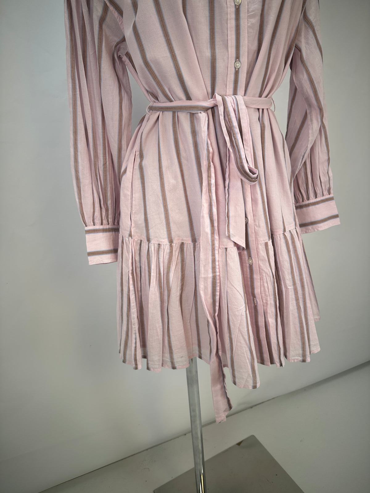 Striped Shirtdress - Pink - XL