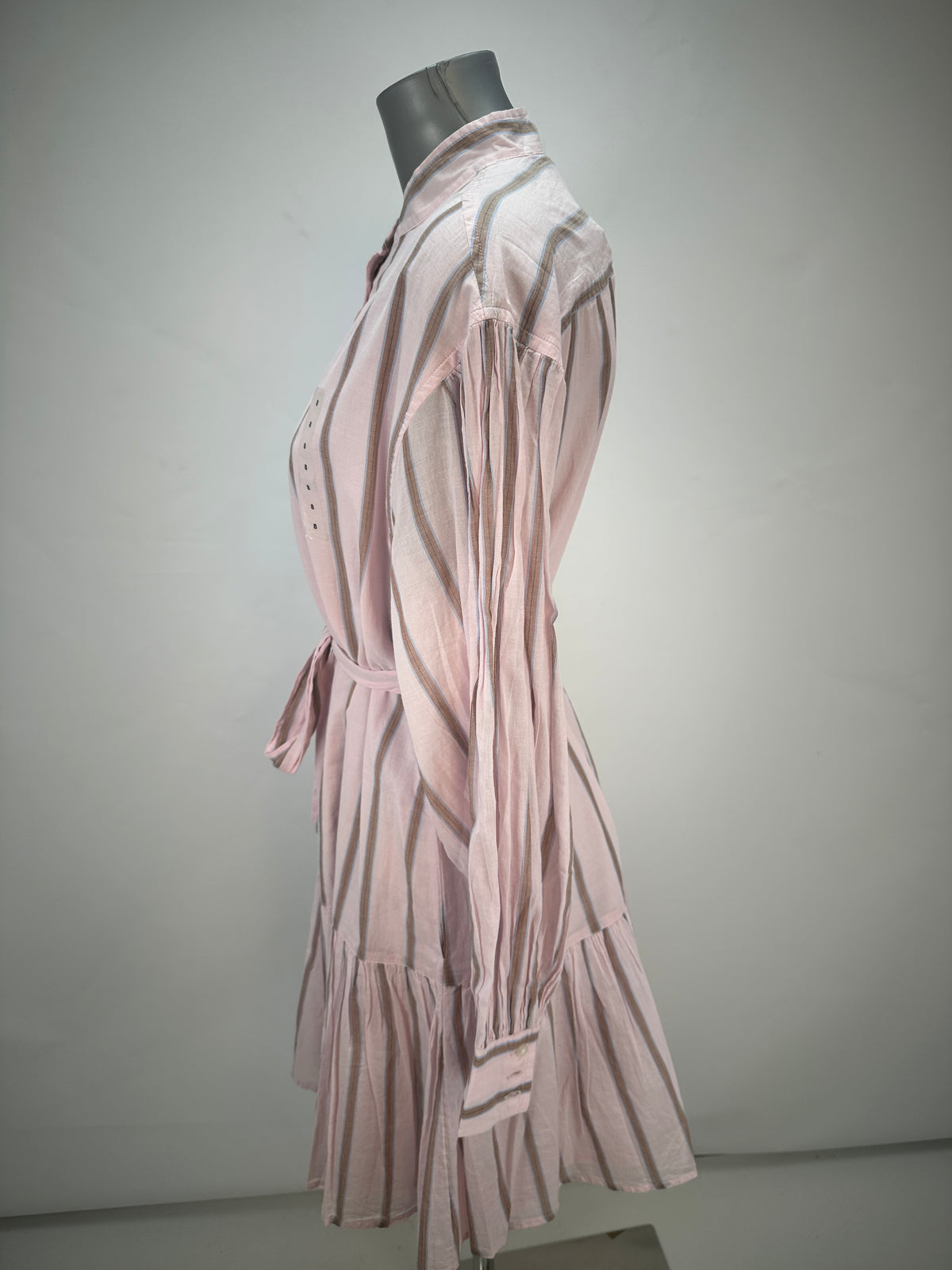 Striped Shirtdress - Pink - XL