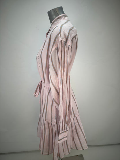 Striped Shirtdress - Pink - XL