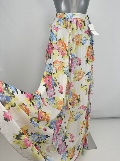 Floor-Length Ruffle Skirt - Multicolor - S