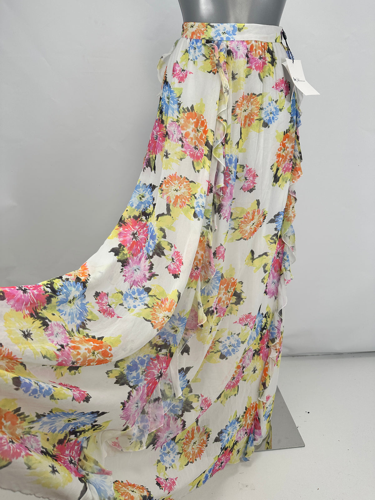 Floor-Length Ruffle Skirt - Multicolor - S