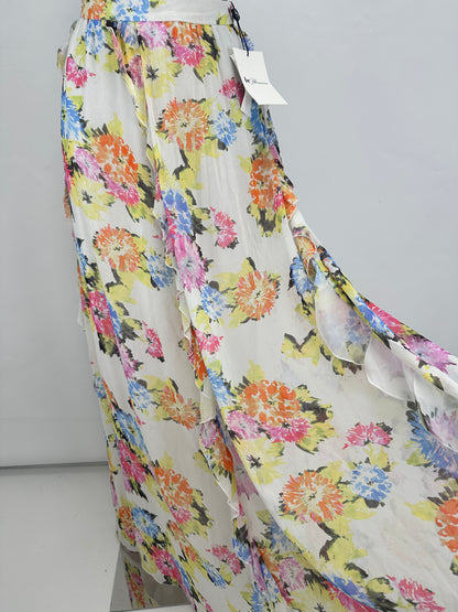 Floor-Length Ruffle Skirt - Multicolor - S