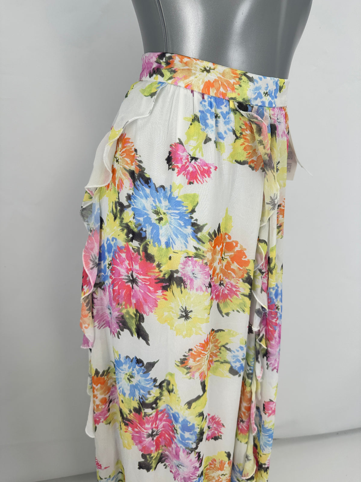 Floor-Length Ruffle Skirt - Multicolor - S