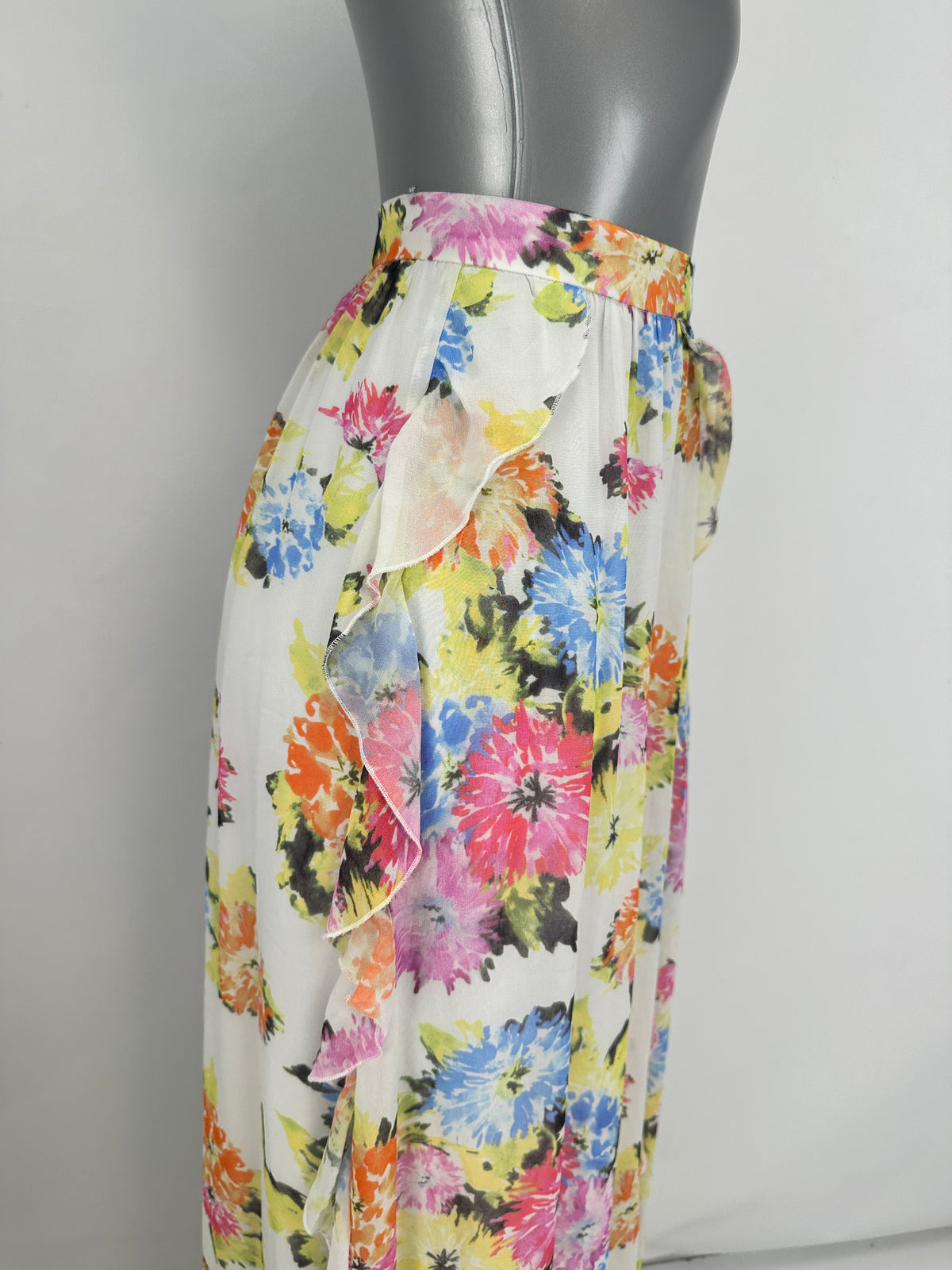 Floor-Length Ruffle Skirt - Multicolor - S