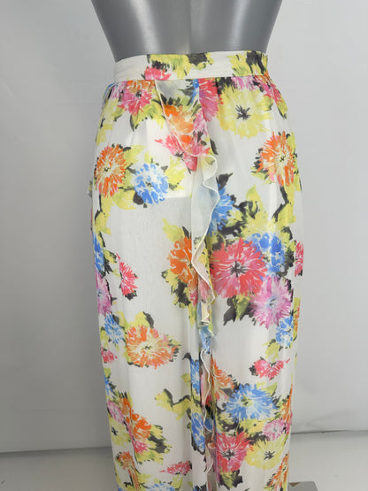 Floor-Length Ruffle Skirt - Multicolor - S