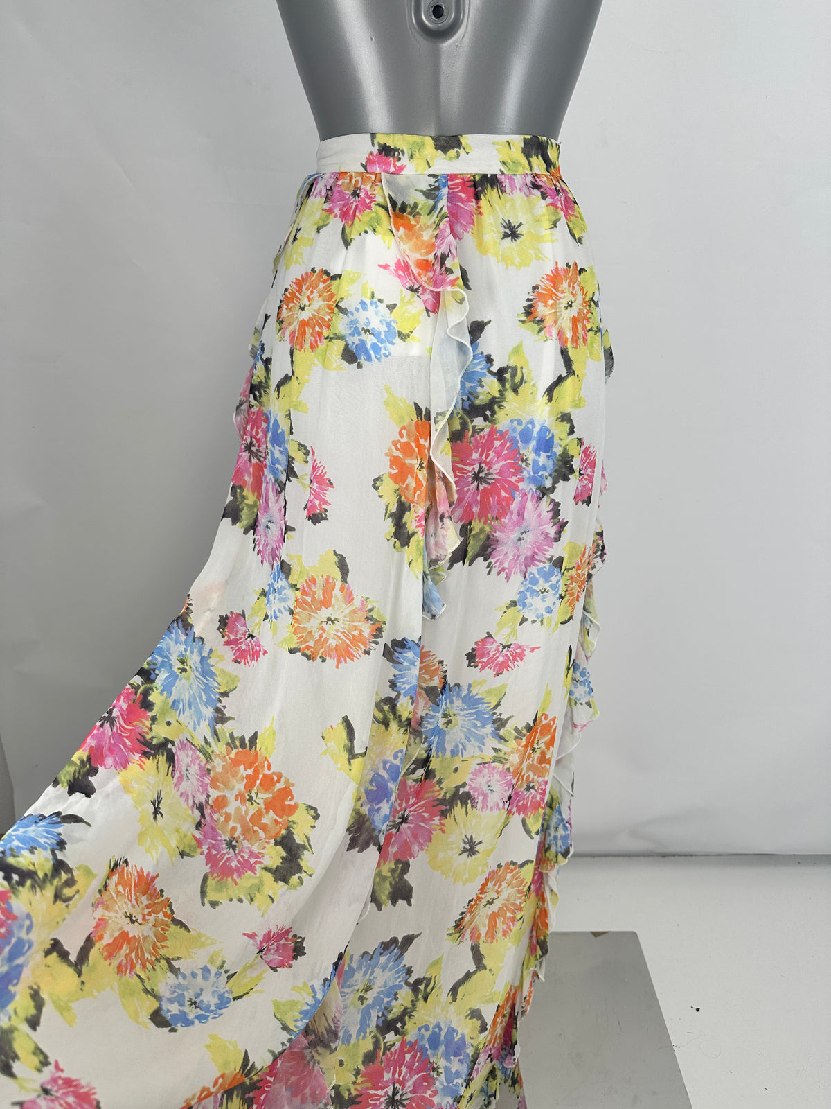 Floor-Length Ruffle Skirt - Multicolor - S