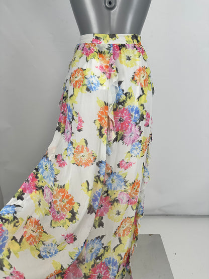 Floor-Length Ruffle Skirt - Multicolor - S