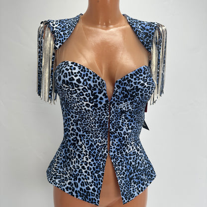 Leopard Print Top - Blue - XS-S