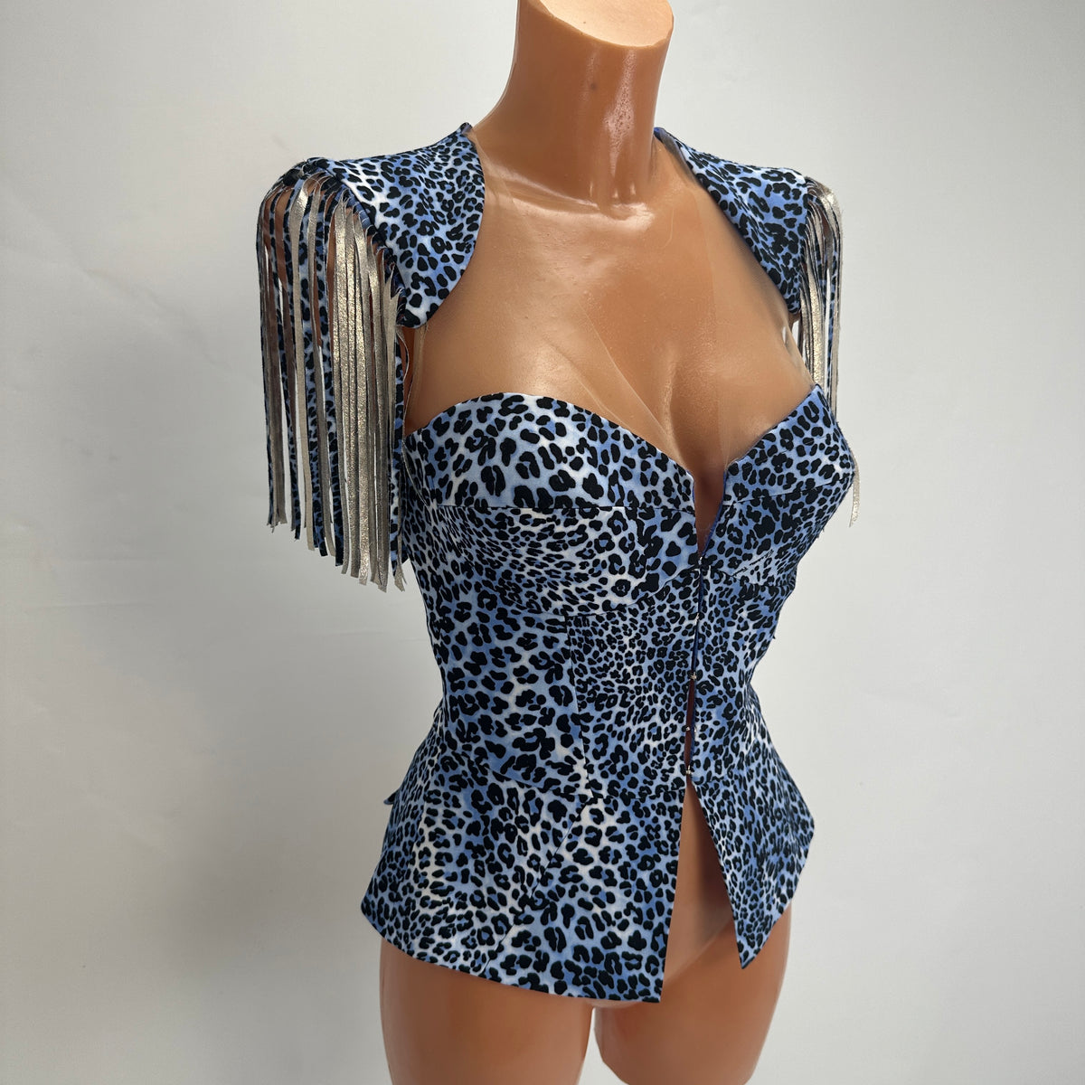 Leopard Print Top - Blue - XS-S