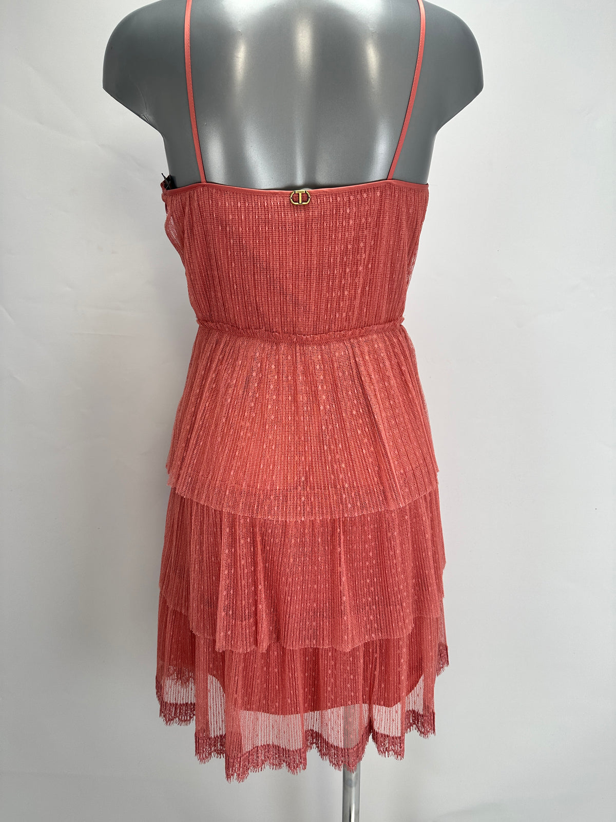 Tiered Pleated Dress - Red - XS